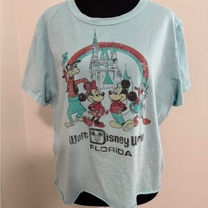 Walt Disney World Authentic Vintage Light Mint Blue Cropped Graphic Tee
